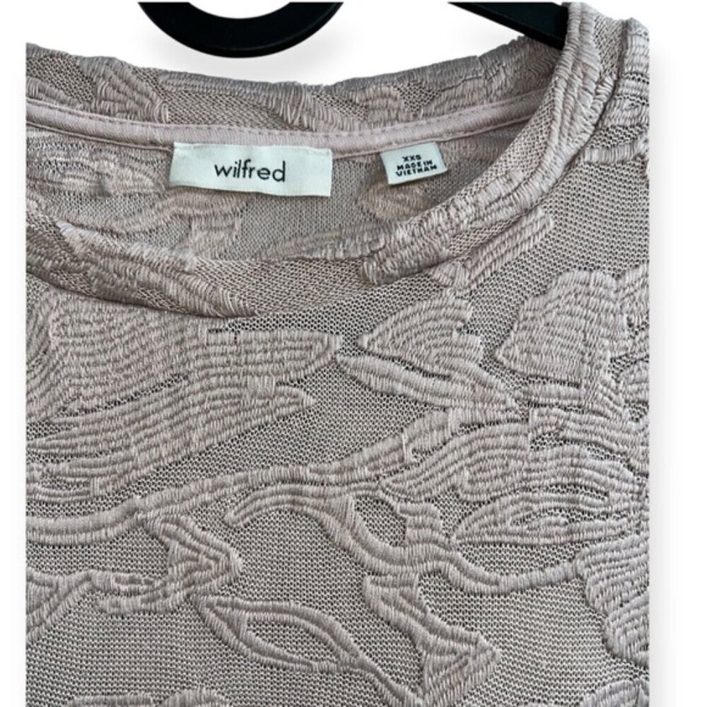 ARITZIA Wilfred flora lace semi-sheer Tarascon crewneck top blouse dust pink XXS - Picture 5 of 6